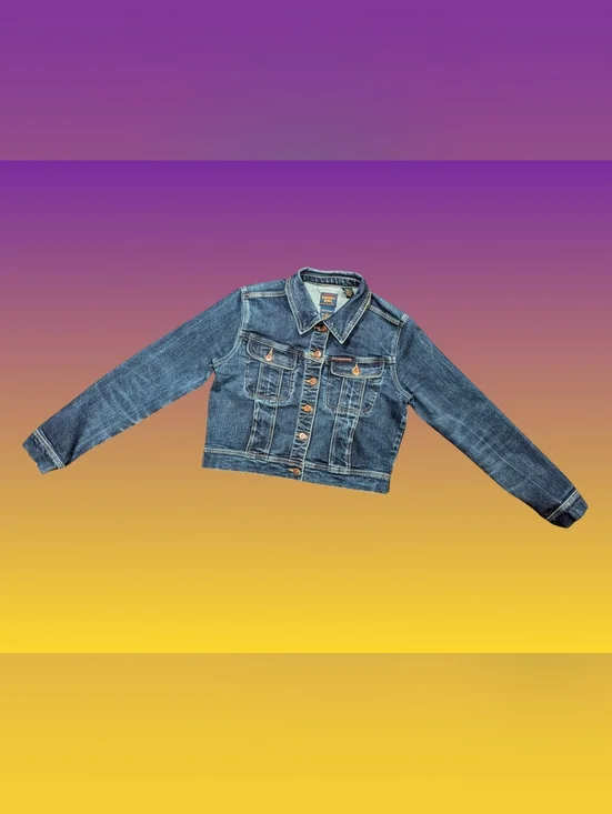 Handmade, Upcycled KISS Denim Jacket Size L for Women - Picture 4 of 4